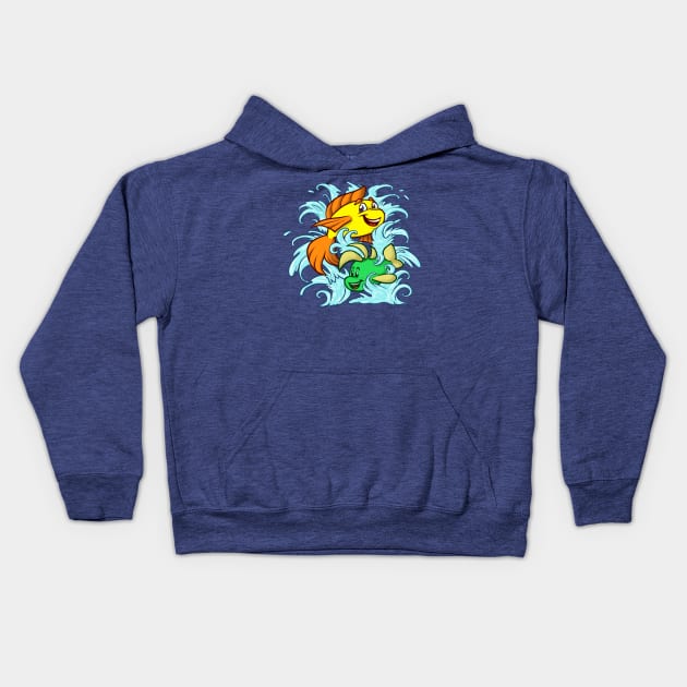 Freddi Fish & Luther (Japanese Koi Tattoo) Kids Hoodie by Rivkah